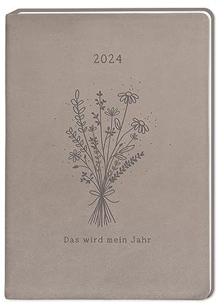 Terminplaner Lederlook 2024 Taupe: Terminplaner Lederlook A6