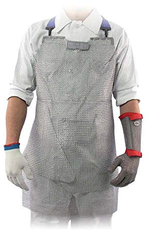AS ONE Schürze, Schürze, Schutzschürze, Grau/Stahlblau, 80X55 Größe, für Fachkräfte in der Lebensmittelindustrie, Metzger, Köche, Bastler mit Leder oder Kunststoff, Unisex, Silber, Einfarbig