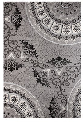 Lalee 347178506 Designer Teppich / 3D Hoch - Tief / Muster : Kreise / Glitzer / Silber / Grösse : 80 x 150 cm