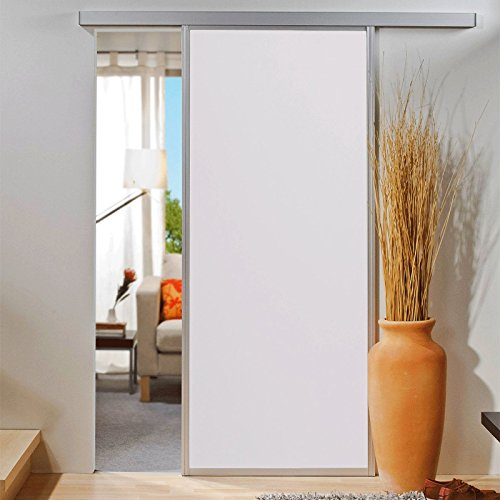 inova Holzschiebetür Zimmertür 865 x 2035 mm Innentür weiß mit umlaufendem 26 mm Alu-Profil Komplettset mit Laufschiene & Holztür