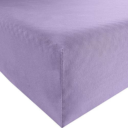 Erwin Müller Spannbettlaken Freising Elasthan-Jersey-Stretch - dehnbar, antipilling, bügelfrei, Rundumgummi - Flieder Größe 80x200 cm - 80x220 cm