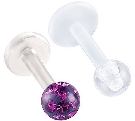 bodyjewellery 316L Chirurgenstahl Acryl Knorpel Ohrring Labret Studs 16g Tragus Monroe Lippe Kinn Ring Helix Piercing - Amethyst