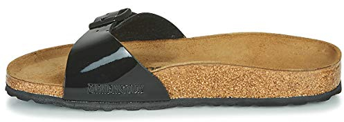 Birkenstock Damen Classic Madrid Birko-Flor Pantoletten,Schwarz (Schwarz Lack), 41 EU