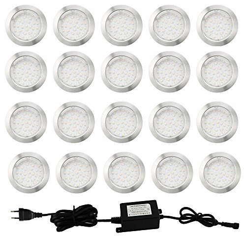 CHNXU LED Boden Einbaustrahler, 20er Set Bodeneinbaustrahler Blau IP67 Wasserdichte Außen Ø80mm LED Treppen Bodenleuchten Außenbeleuchtung Lampe für Küche Garten