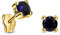 Miore Boucles d'Oreilles pour Femmes Clous d'Oreilles en Or Jaune 9 Carat /375 Or avec Pierre Précieuse ronde Saphir bleu, Bijoux