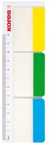 Kores - Tiras adhesivas anchas de índice en regla, marcadores de página autoadhesivos y banderas de documentos, suministros escolares y de oficina, 37 x 50 mm, juego de 3 colores surtidos x 10 hojas