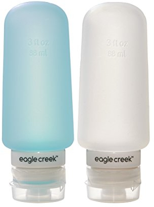 Eagle Creek Reiseflaschen Silicone Bottles 3 Oz Aufbewahrung von Flüssigem auf der Reise, clear/aqua, 13 cm
