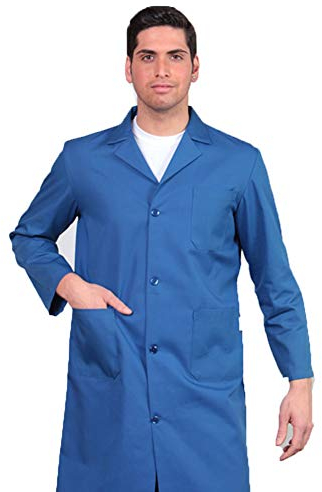 Fratelliditalia Camice Uomo Operaio Farmacista salumiere Panettiere Fabbrica Magazzino Nero Blu Azzurro Verde (46, Azzurro)