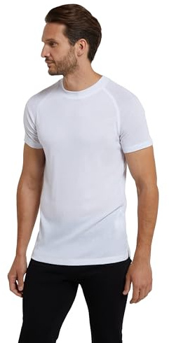 Mountain Warehouse Talus Mens Thermal Baselayer Tee - Short Sleeve Jumper, Round Neck, Breathable Sweatshirt, Warm, Quick Drying Top - Ideal for Winter White L