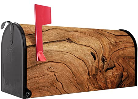 banjado® Amerikanischer Briefkasten - US Mailbox/Letterbox mit Motiv Trockenes Holz 51x22x17cm - Postkasten Stahl aus Amerika – Briefkasten amerikanisch pulverbeschichtet