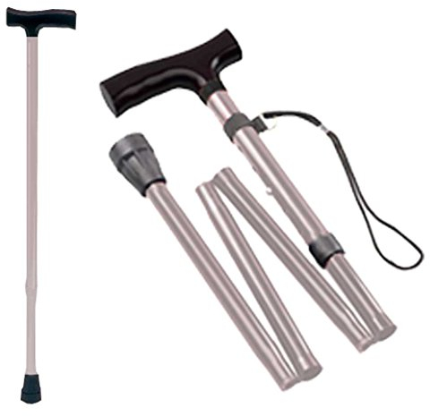 TIGA-MED Gehstock Krückstock Spazierstock | leichtes Aluminium | höhenverstellbar | faltbar | Silber | bis 100kg | Wanderstock Gehhilfe Gehstöcke Krücken Krückstöcke