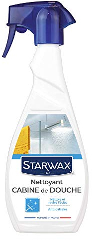 STARWAX - Nettoyant Anti-Calcaire pour Cabine de Douche - Produit d'Entretien Multi-Surfaces - Nettoie, Elimine le Calcaire et Fait Briller - Usage Quotidien - Fabriqué en France - Spray 500 ml