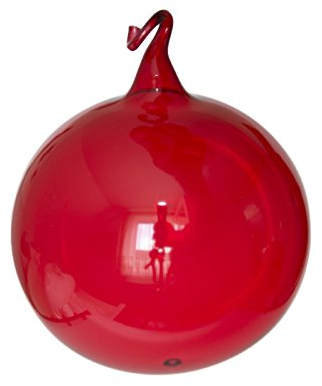 Lauschaer Glas Christbaumkugeln rot klarglas mit Glasöse 4 Stück d 10cm Christbaumschmuck Weihnachtsbaumschmuck mundgeblasen