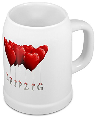 digital print Bierkrug mit Stadtnamen Leipzig - Design Herzballons - Städte-Tasse, Becher, Maßkrug