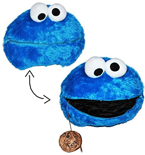 alles-meine.de GmbH Kuschelkissen - Sesamstraße Krümelmonster - Kissen 44 cm x 35 cm / mit Geheimfach ! - zum Öffnen mit Keks - Weiches Schmusekissen für Kinder