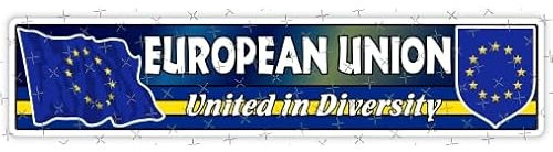 Vinyl-Aufkleber für die Stoßstange, Motiv: Europa-Flagge, „European Union – United in Diversity“, 180 mm