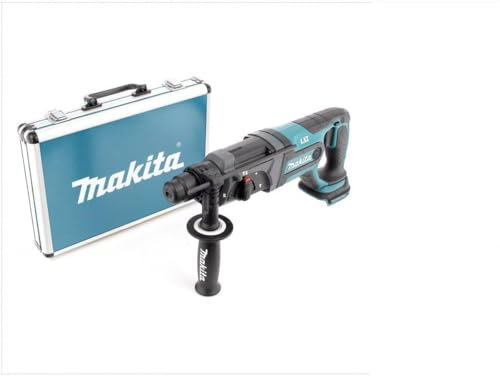 Makita DHR 241 18 V Li-ion Akku Bohrhammer mit SDS-Plus Aufnahme Solo + Makita D-42444 SDS-Plus Bohrer Meißel Set 17 tlg. im Alu Koffer