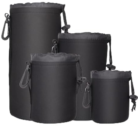 Active Pro - High Grade Protective Neoprene Pouch for Nikon, Olympus, Fuji, Pentax, Panasonic, Sony, Leica, Sigma, Tamron, Vivitar, Minolta, Mamiya, Yashica,,Kodak, Konica, Hasselblad, Ricoh, Zeiss & Lensbaby Lenses - 4 Size Multi Pack (S, M, L & XL) - Hook and Belt Loop