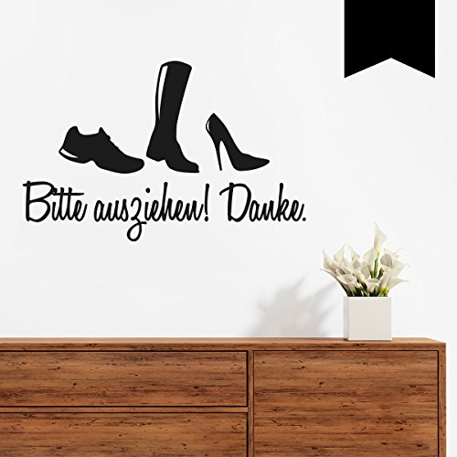 WANDKINGS Wandtattoo Schuhe Bitte ausziehen 50 x 32 cm schwarz - erhältlich in 33 Farben