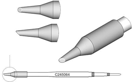 JBC Lötspitze Serie C245, Rundform, C245064/Ø 1,3 mm, abgeschrägt, verzinnt C245064 (Lötkartusche Lötpatrone Loetspitze Loetkartusche Loetpatrone 2245 2045 bleifrei)
