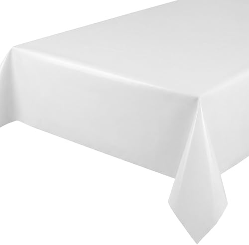 BEAUTEX Wachstuchtischdecke eckig 220x140 Weiß abwischbar einfarbig Uni | wasserundurchlässig, pflegeleicht, strapazierfähig, zuschneidbar, glatte Oberfläche, ideal für Küche, Garten & Balkon