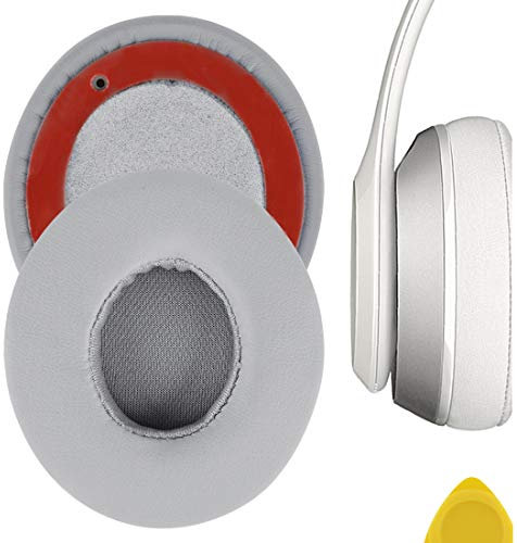 Geekria QuickFit Replacement Ear Pads for Beats Solo2 Wireless (B0534) (Not Compatible with Beats Solo2Wired) On-Ear Headphones Ear Cushions (Grey)