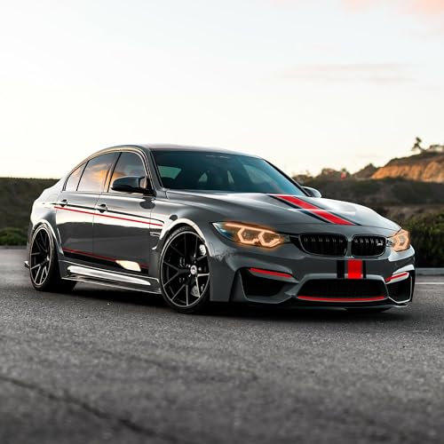 hauptsachebeklebt - Autoaufkleber Rallye Streifen - 47 x 400 cm - schwarz glänzend - selbstklebend - Viperstreifen für Auto, Motorhaube, Karosserie - Tuning Aufkleber Racing Deko