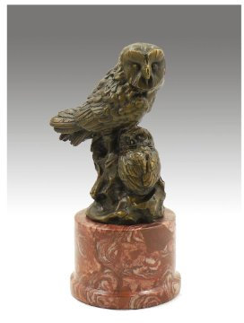 Kunst & Ambiente - Tierskulptur aus Bronze - Zwei Eulen - signiert von Milo - Eule in Bronze - Eulen Skulptur