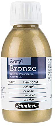 Schmincke - Acryl-Bronze, Reichgold, 150 ml, 15 821 020, glänzende Metalleffekte auf Acrylbildern, Papier, Leinwand, Holz, Metall, Kunststoff, Gips
