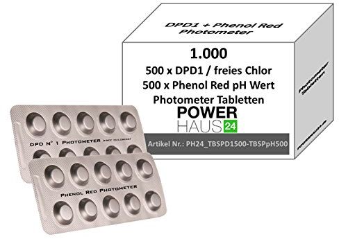 POWERHAUS24® - 1.000 Photometer Testtabletten - 500 pH Wert Phenol Red und 500 freies Chor DPD 1