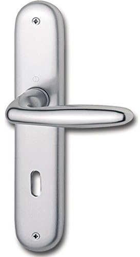 HOPPE 2x Drückergarnitur VERONA - auf Langschild Buntbart Entfernung 90mm, für Türstärke 37-47mm, silber eloxiert, Doppelpack