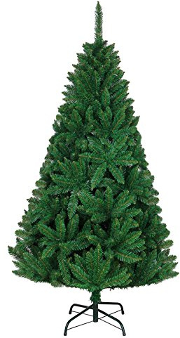 5ft/1.5m Green Bushy Imperial Pine Artificial Deluxe Christmas Tree Hinged Branches 404 Pencil Point Tips with Metal Stand Xmas Home Decorations