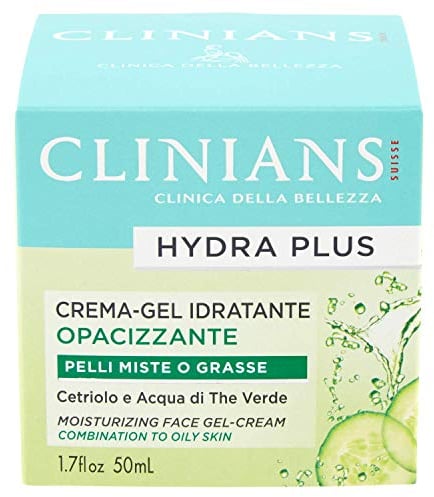 Clinians crema idratante opacizzante viso con acqua di mela e zinco combinazione per pelli, 50 ml