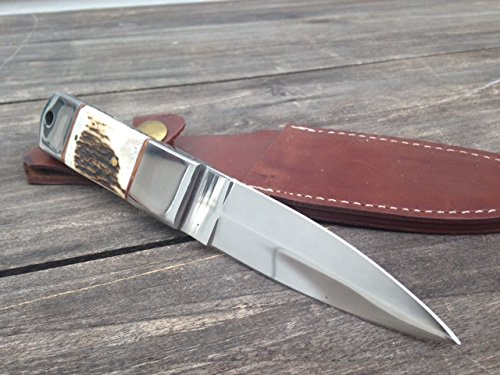JAGDMESSER mit Hirschhorngriff Jagdnicker Sauenfänger Saufänger Beilmesser Dolch Rostfrei mit Holster