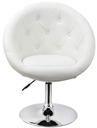 DUHOME Fauteuil Lounge Réglable en Similicuir Chaise de Coiffeur Pivotant Fauteuil Cocktail avec Accoudoirs pour Salon Salle à Manger Chambre à Coucher, Noir