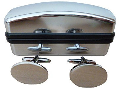Manschettenknöpfe, Oval, Sterling-Silber, in silberfarbener Geschenkbox, kostenlose Gravur