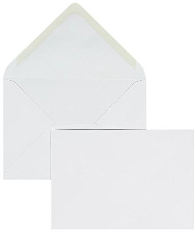 100 Stück, Briefumschläge, DIN B6, Nassklebung, Spitze Klappe, 100 g/qm Offset, Ohne Fenster, Weiß, Blanke Briefhüllen