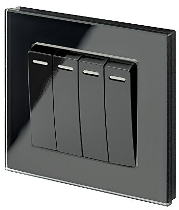 Retrotouch Black Light Switch (4 Gang/Plain) - SKU00262