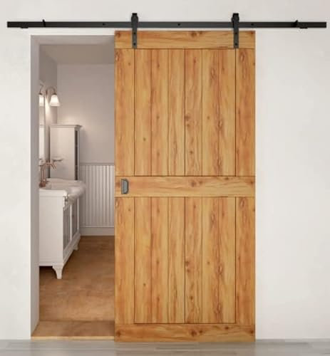 Henderson Rustic Sliding Barn Door Kit, Matt Black, 2m Track, 100kg
