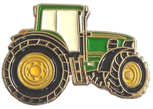 Anstecknadel aus Metall, Emaille, Motiv: Traktor, Grün