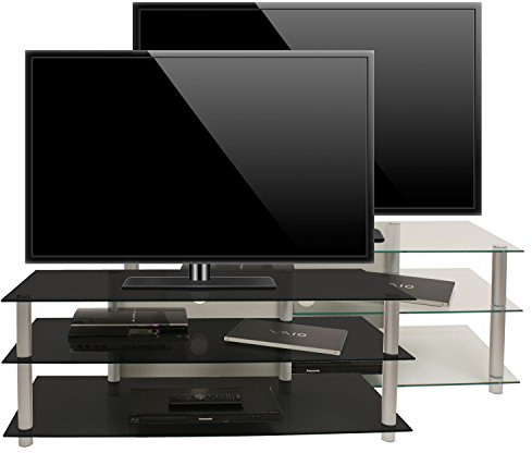 VCM TV Rack Lowboard Konsole LCD LED Fernsehtisch Möbel Bank Glastisch Tisch Schrank Aluminium Klarglas Zumbo