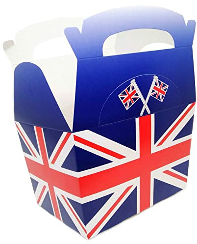 MustBeBonkers 30 Childrens Kids Union Jack Carry Food Meal Picnic Birthday Party Bag Boxes