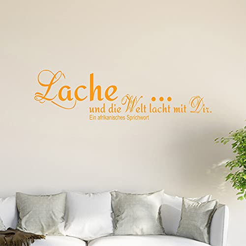 Lache… und die Welt lacht mit Dir. Wandtattoo in 6 Größen - Wandaufkleber Wall Sticker - Dekoration, Küche, Wohnzimmer, Schlafzimmer, Badezimmer