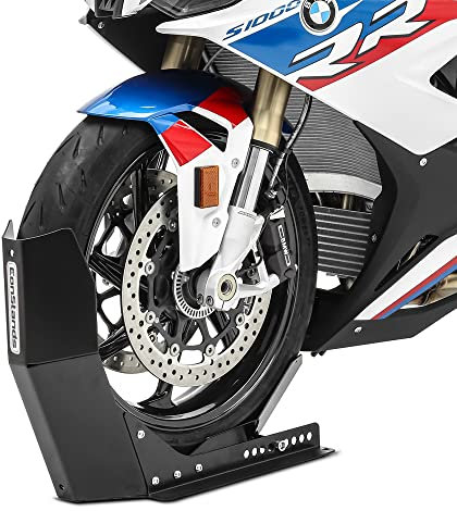 ConStands Easy Transport Fix - Motorrad Wippe Kompatibel mit Honda X-11/X-Eleven Schwarz Kompatibel mit Anhänger Vorderrad Transportständer Motocross Roller