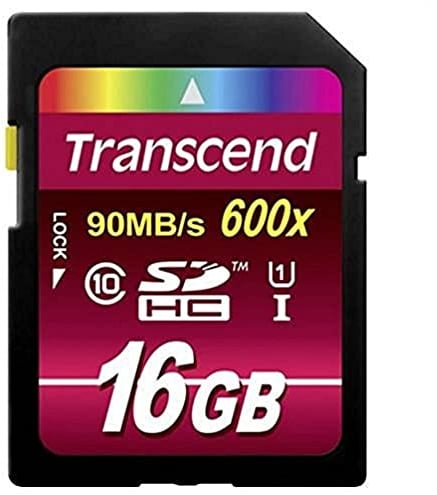 Transcend Ultimate - Tarjeta de Memoria Flash 16GB SDHC (MLC, Clase 10 UHS-I, 90mb/s, 600x) de Ultra Alta Velocidad Para Video HD y Cámaras Profesionales