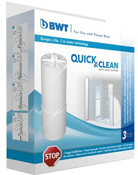 BWT Filterkartuschen für Quick & Clean Antikalk-Filtersystem | Duschfilter für ein schönes kalkfreies Bad mit weniger Putzaufwand | Vorratspack - 3 Stück