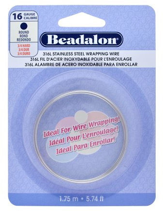 Beadalon 180S-016 316L Stainless Steel Wrapping Wire, 16-Gauge, Round