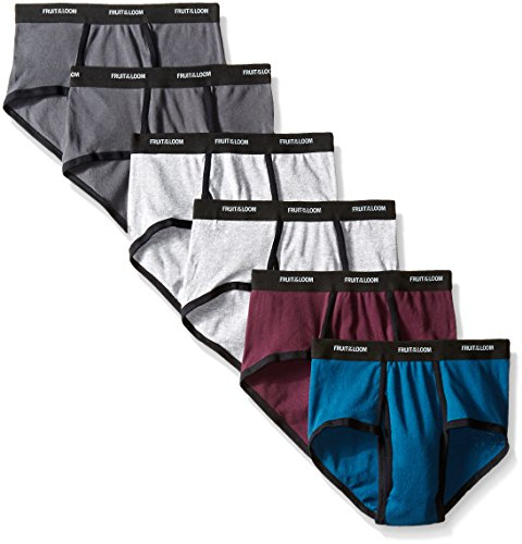 Fruit of the Loom Men's Fashion Brief (Pack of 6), Ringer Solids, Large