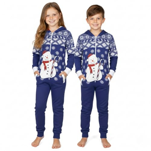 A2Z 4 Kids Girls Boys Novelty Christmas Snowman Fleece - Xmas Onesie Snowman Royal 9-10