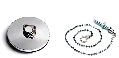 Merriway BH03916 45 mm Beckenstöpsel aus verchromtem Metall mit 18-Zoll Kette und Halterung, Weiß